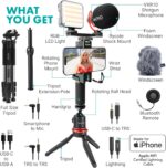 Movo iVlogger-PRO Vlogging Kit with Full Tripod for iPhone/Android - USB-C/Lightning YouTube Starter Kit for Content Creators - Accessories: Phone Tripod, Phone Mount, RGB Light and VXR10 Shotgun Mic - Image 2