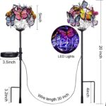Outdoor Solar Garden Lights - 2 Pack Solar Powered Garden Stake Lights with 18 Butterflies and Copper String Lights, Multicolor - Image 2