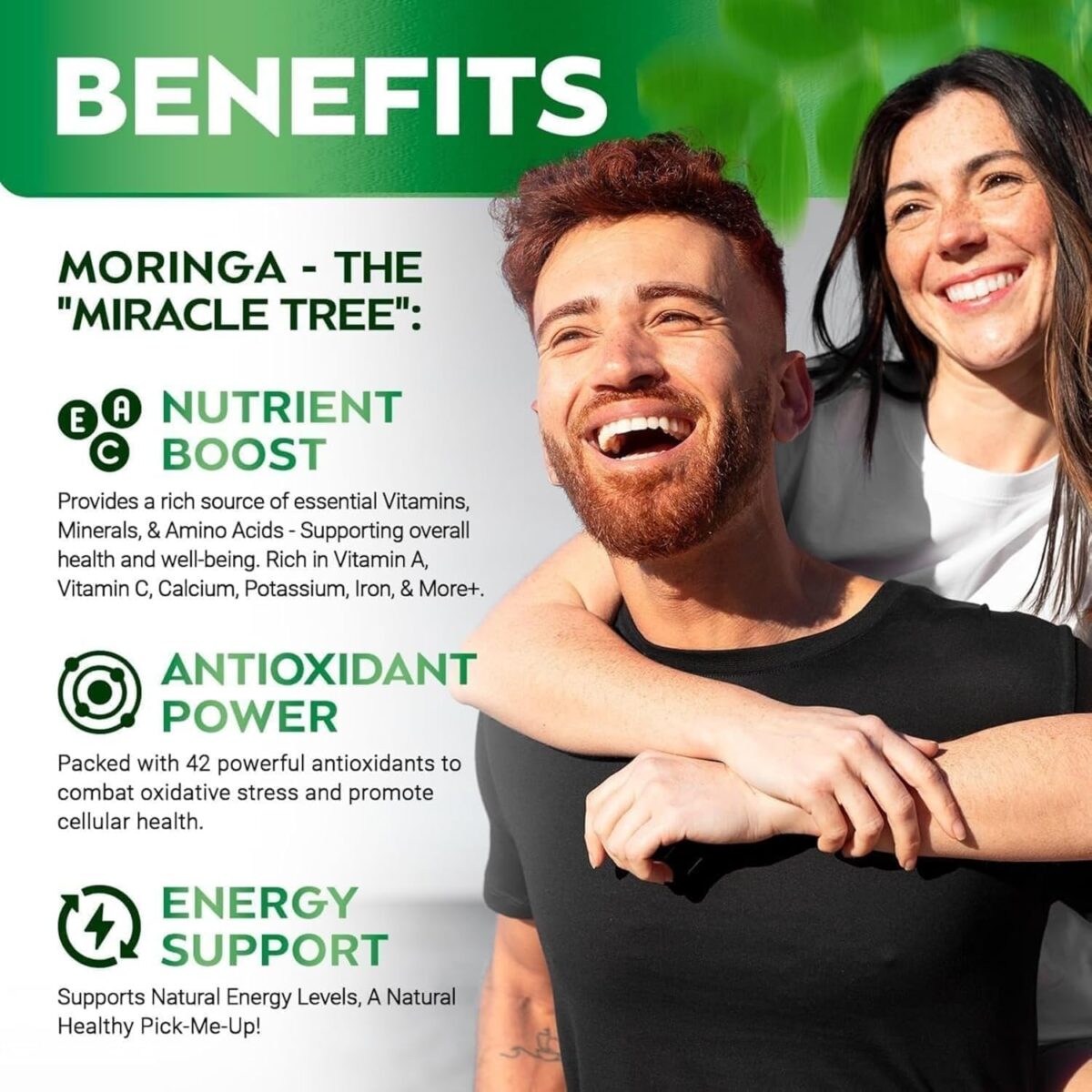Moringa Powder Capsules|Pure Nutrient| Rich Moringa Powder| A Natural Green Antioxidant Superfood | Supports Energy, Skin Health, Gut Health with Essential Vitamins & Amino Acids - Image 6