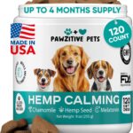 Hemp Calming Chews for Dogs - Dog Calming Chews for Anxiety Relief, Stress, Separation, Fireworks, Thunder, Travel, Vet Visits - USA Product - 120 Soft Treats with Melatonin, Chamomile, Passion Flower