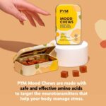 PYM Citrus Mood Chews Support for Stress, Worry & Overwhelm, 20 Count | 130mg GABA, 90mg L-Theanine | Vegan, Non-GMO, Gluten-Free, No Added Sugar | All-Natural Mood Balance Supplement Made in USA - Image 9