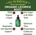 USDA Organic Licorice Root Extract Liquid Drops Supplement. Vegan Tincture for Digestion + Respiratory Health. Extracto de Regaliz Root Oil Herb. Zero Sugar, Gluten Free Supplements for Women and Men - Image 2