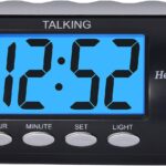 Talking alarm clock for Visually Impaired - Large Numbers Desk Clock - Day Clock for Seniors - Battery Operated Large Display , Digital Clock, Digital (Silver)
