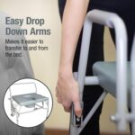 DMI Drop Arm Portable Toilet Commode, Extra-Wide Seat, 500 Pound Weight Capacity, Bucket with Lid Included, Adjustable Legs, Elderly Assistance Products, Grey - Image 4