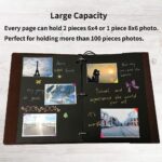 Scrapbook Album,ZEEYUAN Travel Album Leather Photo Album Vintage DIY Memory Photo Book 60 Pages Our Adventure Book Scrape Book - Image 4
