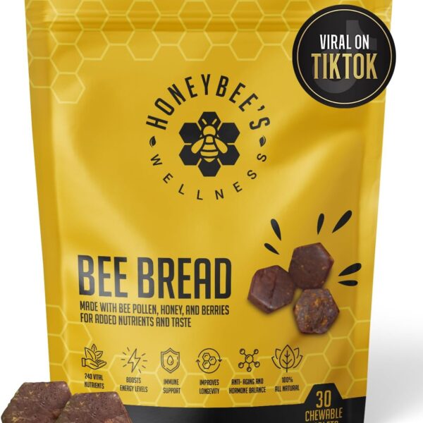 Honeybee's Wellness Bee Bread Natural Multivitamin Superfood | Bee Pollen, Propolis & Berries, 240+ Nutrients, Amino Acids, Minerals & Protein for Energy, Immunity & Vitality from Honey Bees