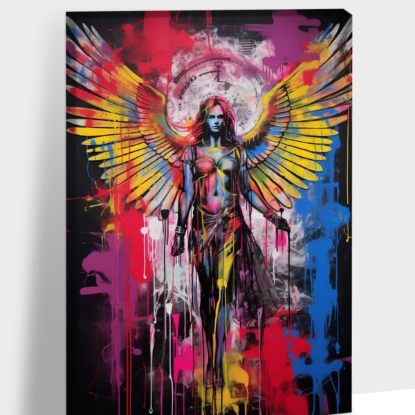 ANRUOXI Fantasy Angel With Wings Graffiti Wall Art, Digital Download Canvas Print, Colorful Graffiti Angel Picture Wall Decor, Urban Graffiti Poster, Street Pop Artwork for Room Wall 18" Wx24 H