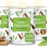 Magnificent 101 3 Long Lasting Pure Sage + Palo Santo Candles | 3.5 Oz Each - 42 Hour Burn | Natural, Organic Soy Candles for House Energy Cleansing & Manifestation Sage Smudge Kit Incense