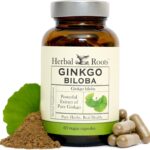 Herbal Roots Organic Ginkgo Biloba Made with Pure Organic Ginkgo Leaf - 1,400mg per Serving, 60 Vegan Capsules