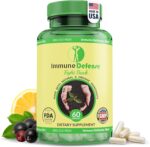 Immune Support Supplement - Natural & Organic Immune Boosters for Adults - Immunity Support with Vitamin C & Vitamin D, Garlic, Ginger, Lemon, Elderberry, Selenium & Zinc - 60 Capsules