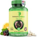 Immune Support Supplement - Natural & Organic Immune Boosters for Adults - Immunity Support with Vitamin C & Vitamin D, Garlic, Ginger, Lemon, Elderberry, Selenium & Zinc - 60 Capsules