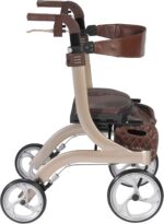 Drive Medical RTL10266CH-HS Nitro DLX Foldable Rollator Walker with Seat, Champagne (Brown) - Image 4