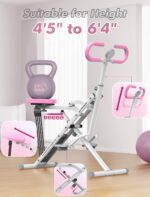 Sportsroyals Pink Squat Machine Rowing Machine for Home 2 in 1 Rower & Squat Assist Workout Foldable Rower for Home Full Body Worikout Adjustable 4 Resistance Bands 330lbs - Image 5