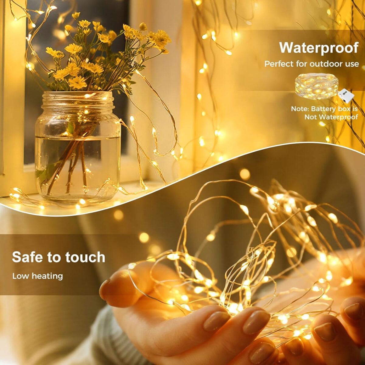 kolpop 30 Pack LED Fairy Lights Battery Operated, 7FT 20 LED Mini Twinkle String Lights Battery Powered Waterproof for Christmas Mason Jars Party (Warm White) - Image 3