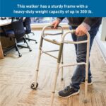 BodyMed Two Button Folding Walker with Wheels, Lightweight Mobility Aid with Foam Grips for Seniors and Adults, 300 lb. Maximum Weight Capacity - Image 6