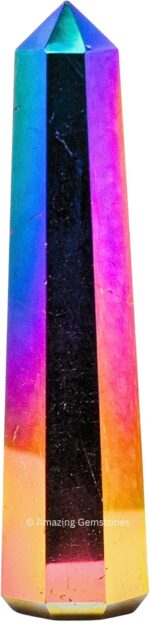 Titanium Aura Quartz Crystal Towers ~ Natural Healing Crystal Point Obelisk for Reiki Healing and Crystal Grid (2" to 3" INCH)