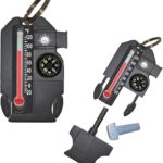 Sun Company Outsider - 4-in-1 Survival Multi-Tool | Compass, Thermometer, Whistle, and Fire Starter in a Compact Zipper Pull | Outdoor Gadget for Backpacking, Camping, or Survival Situations