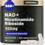 NAD+ Supplement, Liposomal Nicotinamide Riboside, Resveratrol Quercetin, NMN Supplement Alternative for Anti-Aging, Energy, Focus, for Women and Men, 80 Capsules