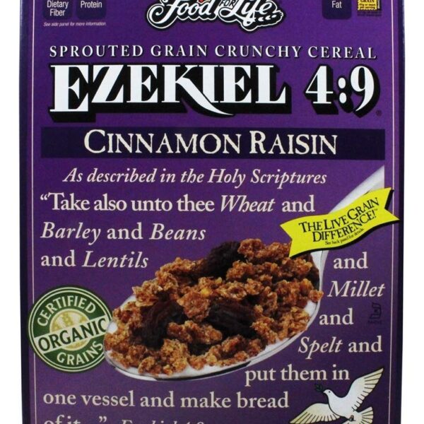 Food For Life Baking Co. Cereal - Organic - Ezekiel 4-9 - Sprouted Whole Grain - Cinnamon Raisin - 16 oz - case of 6