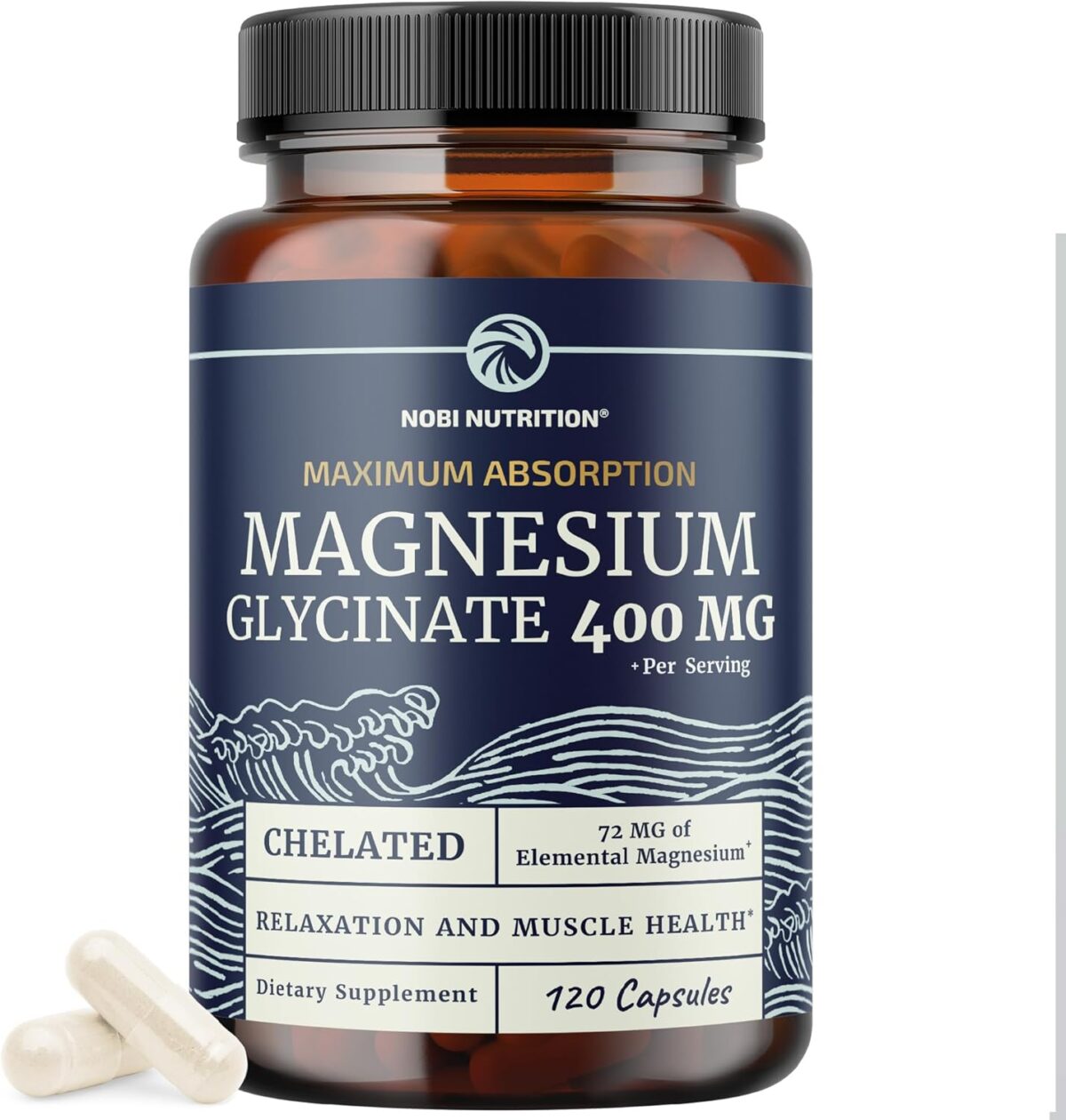 Magnesium Glycinate 400mg | High Absorption Formula for Sleep, Calm, Muscle Relaxation, Heart, Bone & Nerve Support for Women & Men | Chelated Magnesium Glycinate Supplement | 120 Ct (2 Month Supply) - Image 1