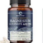 Magnesium Glycinate 400mg | High Absorption Formula for Sleep, Calm, Muscle Relaxation, Heart, Bone & Nerve Support for Women & Men | Chelated Magnesium Glycinate Supplement | 120 Ct (2 Month Supply)