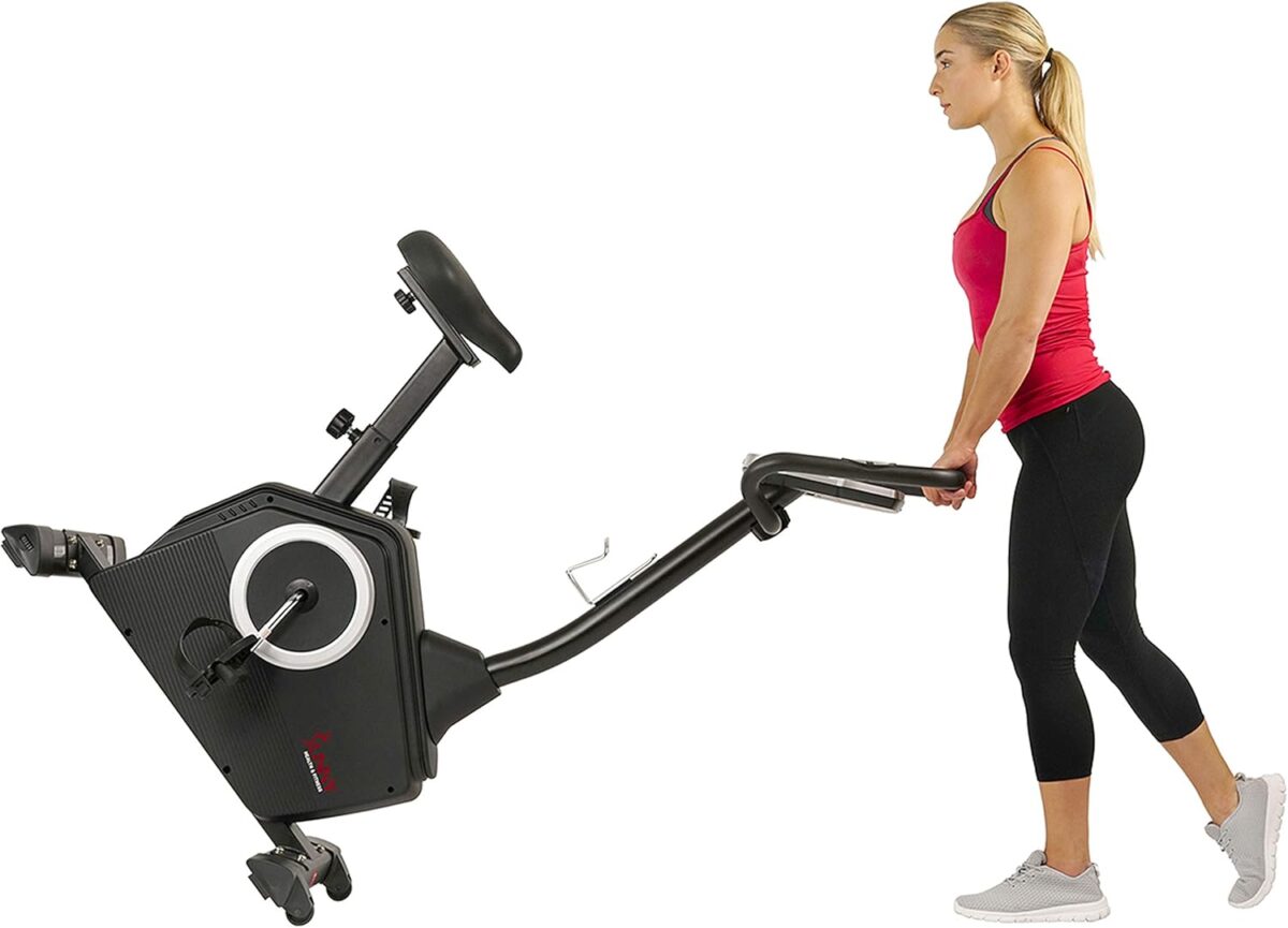 Sunny Health & Fitness Exercise Bike w/Pulse Sensors & Adjustable Cushion Seat, Home Cardio Training Machine for Adults/Seniors' Indoor Cycling Workout, Optional Compact Foldable or Electro-Magnetic - Image 6