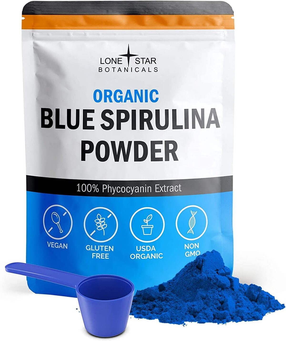 Organic Blue Spirulina Powder - 100% Pure Blue-Green Algae, No Fishy Smell, Vegan Superfood for Smoothies & Drinks, Non GMO, Gluten-Free, Vegan - Image 1