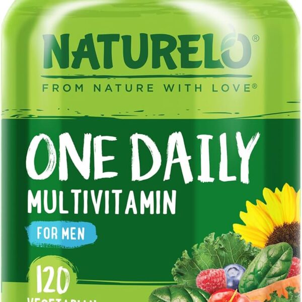 NATURELO Mens Multivitamins - One Daily Multivitamin for Men with Vitamins, Minerals & Organic Whole Foods, Boost Energy & Health, Non-GMO, 120 Vegetarian Capsules