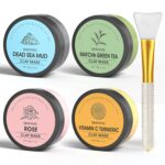 4 Pcs Clay Facial Mask Set - Turmeric, Vitamin C, Green Tea, Dead Sea Mud, and Rose Clay Skin Care Mask for Deep Cleansing, Moisturizing, and Refining Pores - 240g - Image 9