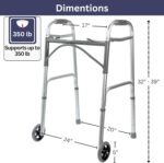 Foldable Lightweight Two Button Walker with 5” Wheels, Includes Ski Glides - Folding Design Ideal for Seniors and Elderly Adults - Adjustable for Tall Men and Women - Standing Handicap Mobility Aids - Image 5