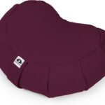 Meditation Cushion (Plum) Crescent, Buckwheat Husk Filled, Floor Pillow or Cushions, Yoga Seat, Zafu, Made in The USA