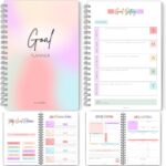 Goal Planner | SMART Goal Setting Kit for the New You, Monthly Habits, Reflections & Vision Boards | Pastel Rainbow A5