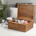 DRASTAR Keepsake Box, Wooden Box with Hinged Lid, Large Memory Box, Acacia Wooden Storage Box, Decorative Wooden Box with Lids, Treasure Box for Crafts, Photo Storage Box - Image 5