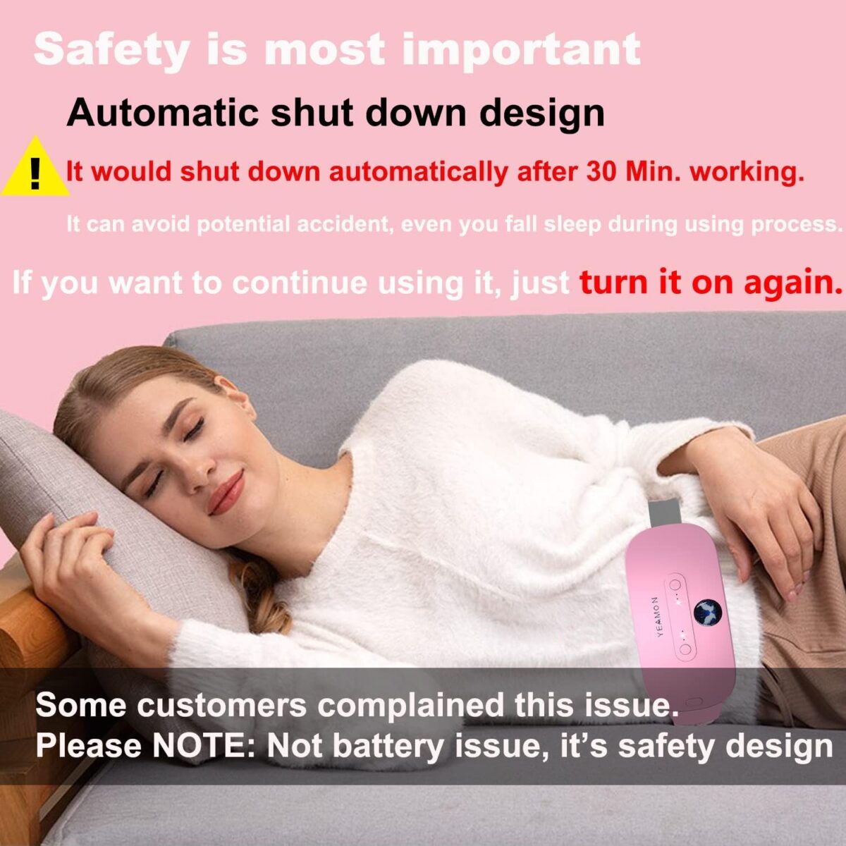 Portable Cordless Heating Pad, Electric Waist Belt Device, Fast Heating Pad with 3 Heat Levels and 3 Massage Modes, Back or Belly Heating Pad, Gifts for Her, Women and Girl - Image 2