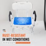 Shower Chair Seat, 400 lbs Capacity, Shower Stool with Crossing Bar, Padded Armrests and Back, Shower Chair for Inside Shower Bathtub, Adjustable Height Bench Bath Chair for Elderly Disabled - Image 4