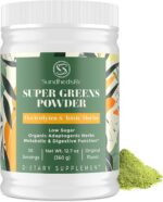 Super Greens Powder Superfood Supplement + Electrolytes & Tonic Herbs | Organic Greens, Adaptogens, Shilajit, Antioxidants, Prebiotic & Probiotic & Postbiotic | for Gut, Energy & Immune | 30 Servings