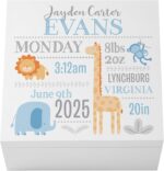 Let's Make Memories Personalized Baby's First Keepsake Box - Memento Storage - Memories Box - Nursery Décor - For Boys - 6" Hx12 Square