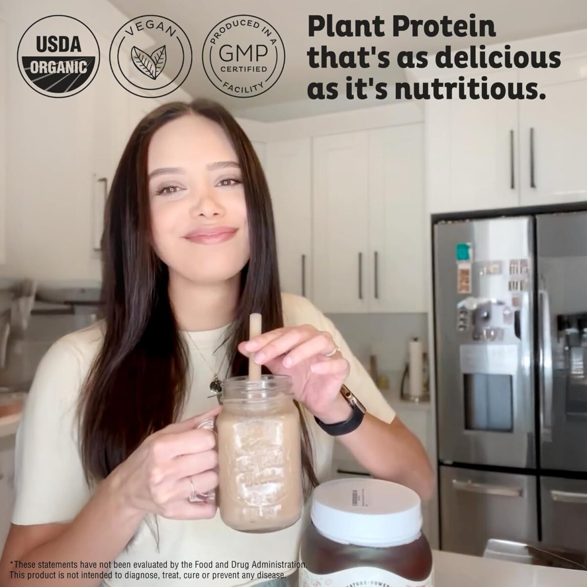 KOS Vegan Protein Powder, Chocolate USDA Organic - Low Carb Pea Protein Blend, Plant Based Superfood with Vitamins & Minerals - Keto, Soy, Gluten Free - Meal Replacement for Women & Men - 10 Servings - Image 2