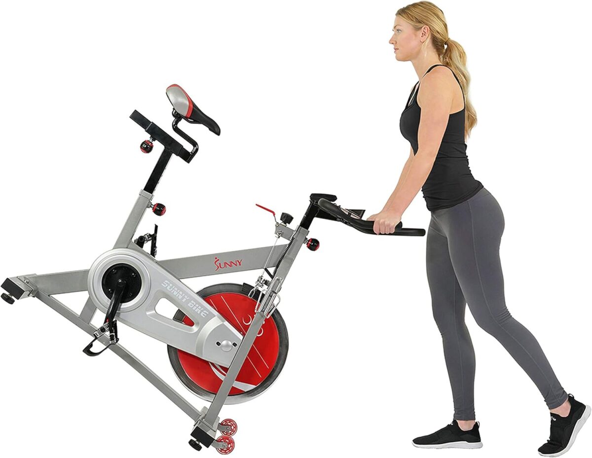 Sunny Health & Fitness Pro Cycling Stationary Bike, 40 LB Flywheel & 4-Way Adjustable Seat for Home Exercise & Indoor Cycle/Cardio Workout, Optional Free SunnyFit App Bluetooth Connection - Image 8