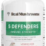 Real Mushrooms 5 Defenders Capsules - Organic Mushroom Extract w/Chaga, Shiitake, Maitake, Turkey Tail, Reishi Supplement for Focus, Immune Support Vegan, Non-GMO, 90 Caps