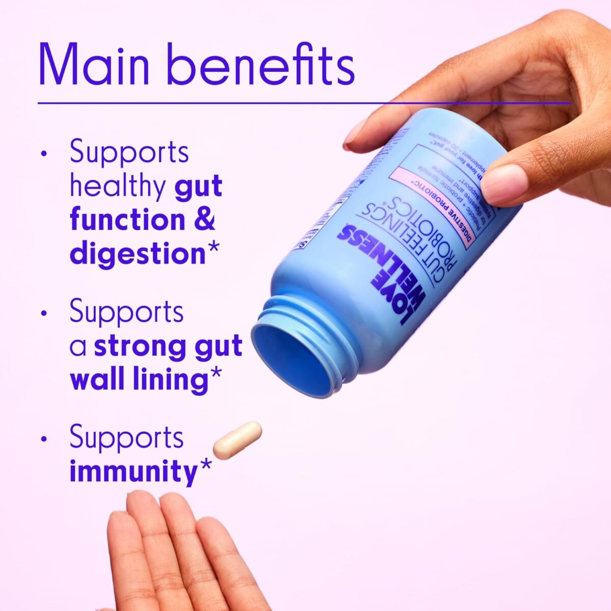 Love Wellness Gut Feelings Probiotic | Gut Health for Women, Digestion Relief & Immune Support Supplement | Womens Probiotic for Gas Relief | 3 Billion CFU | Safe Prebiotic and Postbiotic | 30 Count - Image 3