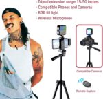 Vlogging Kit for iPhone,YouTube Starter Kit,Youtuber Kit Beginner Content Creator Essentials Kit for Android Phone,Vlogging Camera Kit with Extendable Tripod/Wireless Microphone/RGB Fill-in Light - Image 2