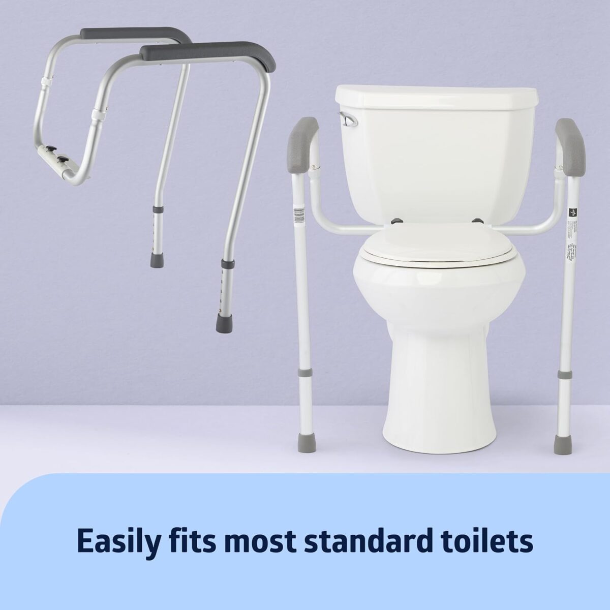 Medline Toilet Safety Rail For Seniors with Easy Installation, Height Adjustable Toilet Safety Frame, Bathroom Assist Rail with Armrests, Bathroom Safety, 250 lb. Weight Capacity - Image 2