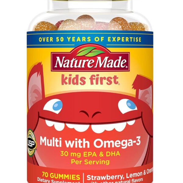 Nature Made Kids First Multivitamin with Omega-3, Kids Vitamins and Minerals for Nutritional Support, 70 Kids Multivitamin Gummies