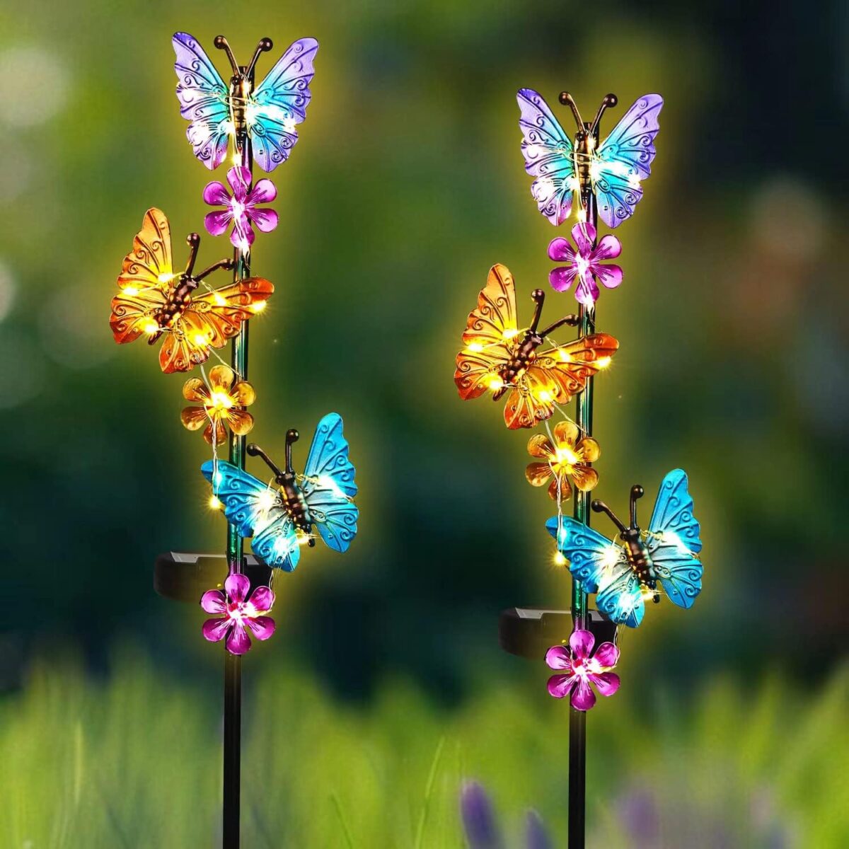 Solar Lights Outdoor Waterproof Garden Butterfly Light Decorative Solar Stake Lights with Butterflies Decor for Garden Yard Lawn Patio Pathway(2 Pack) - Image 7
