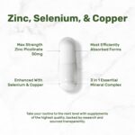 Deal Supplement Zinc 50mg with Selenium + Copper, 240 Capsules, 8 Month Supply, 3 in 1 Mineral Formula, Zinc Picolinate Complex Supplement, Supports Healthy Immune System for Adults and Kids - Image 3