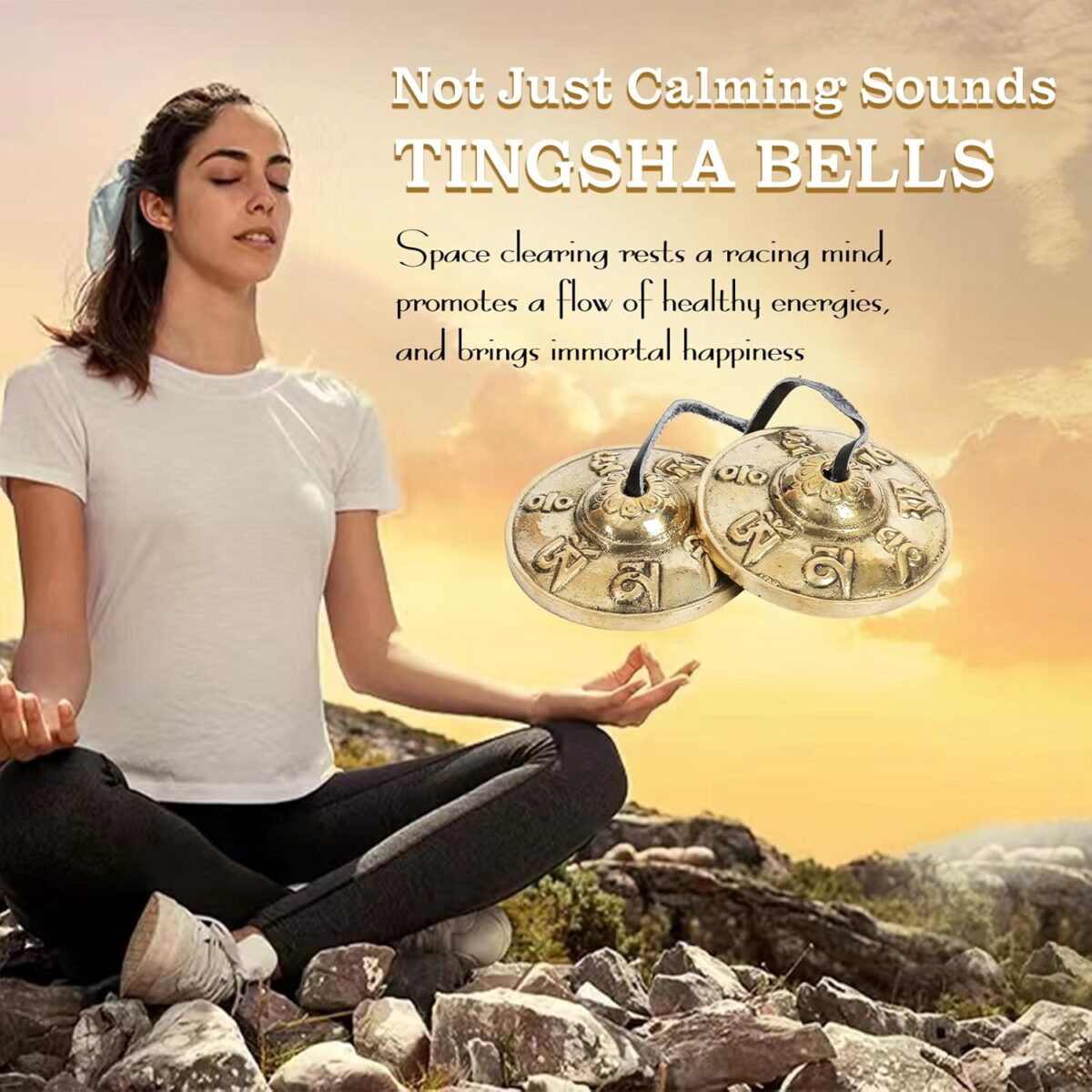 Tibetan Tingsha Cymbals - Om Mane Padme Hum - Meditation Bells for Spiritual Healing & Mindfulness - Perfect Spiritual Gift for Women (Black) - Image 5