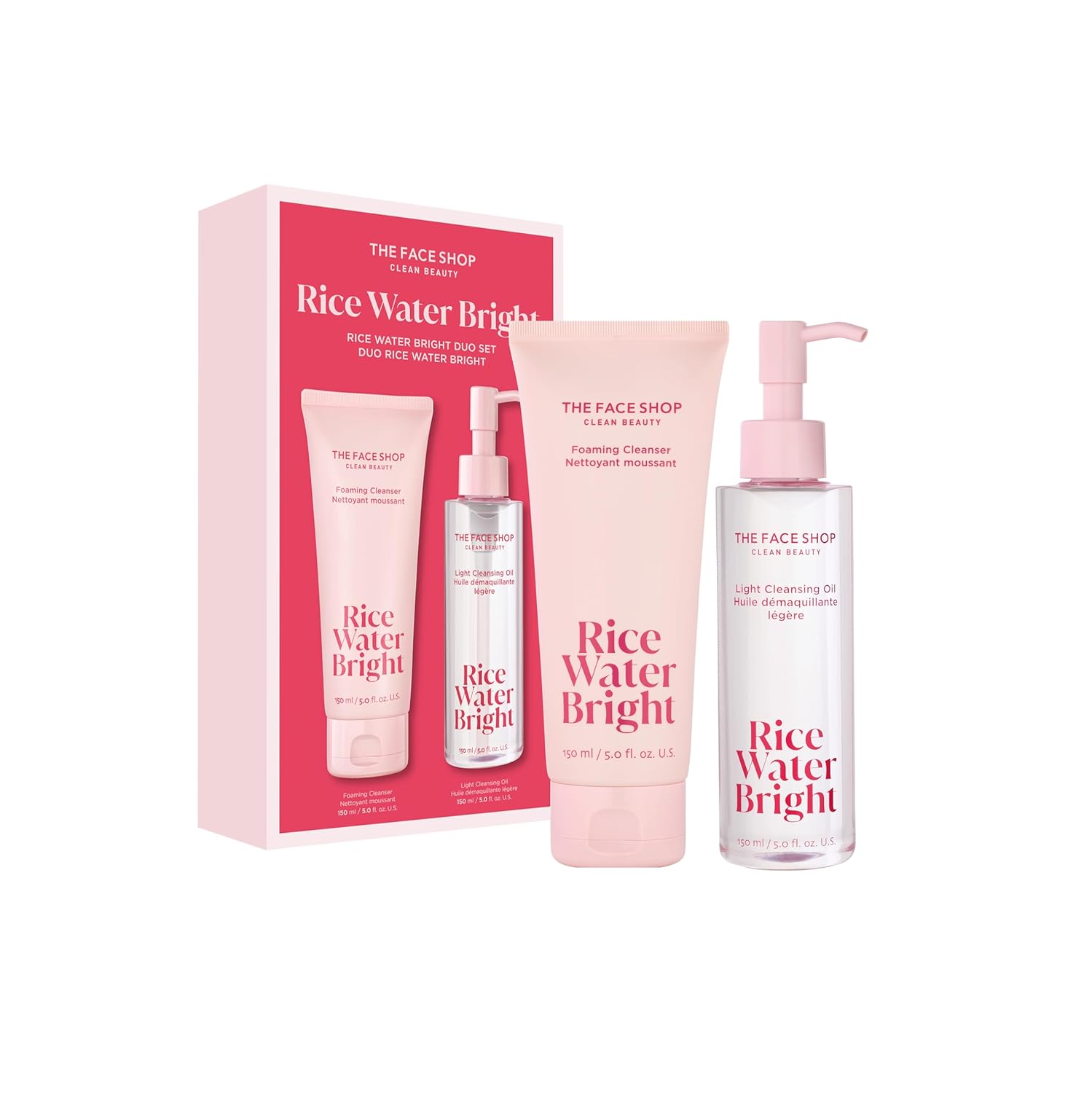71vi2nbLvQL._SL1500_.jpg The Face Shop Rice Water Bright Double Cleansing Duo Set with Ceramide, Korean Skin Care, Gentle Face Wash & Pore Control Cleansing Oil, Hydrating, Moisturizing, Vegan Facial Cleanser, Makeup Remover - Image 1