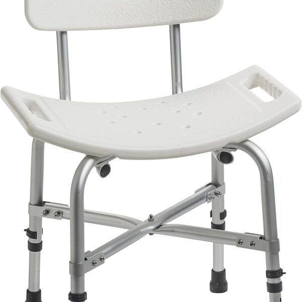 Drive Medical 12021KD-1 Bariatric Heavy Duty Bathroom Bench with Back, Gray