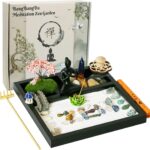 Desktop Meditation Yoga Garden Kit with Japanese Tabletop Rock Sand Chakra Shrine Altar, Home Office Desk Zen Decor, Gifts for Women & Men, Birthday, Includes Rake Tool & Accessories
